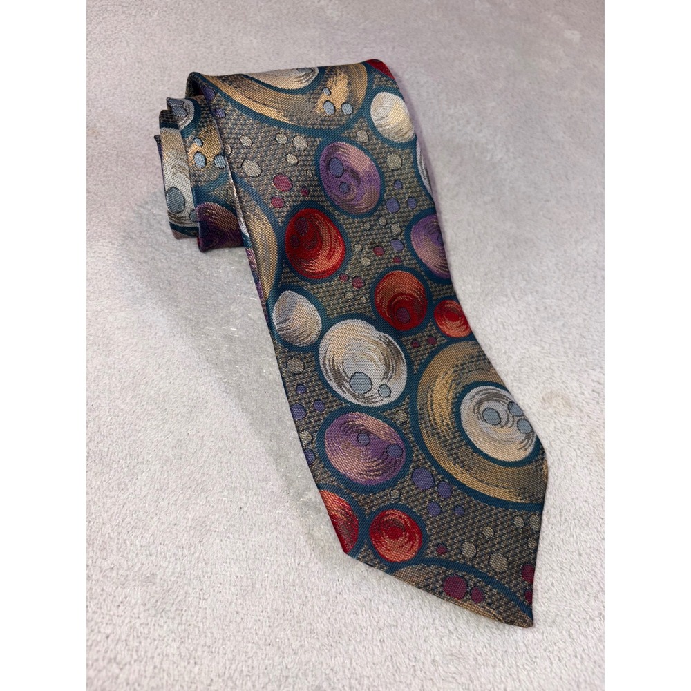 Zianetti Italian Silk Necktie Abstract Circles Pattern Men's Tie‎